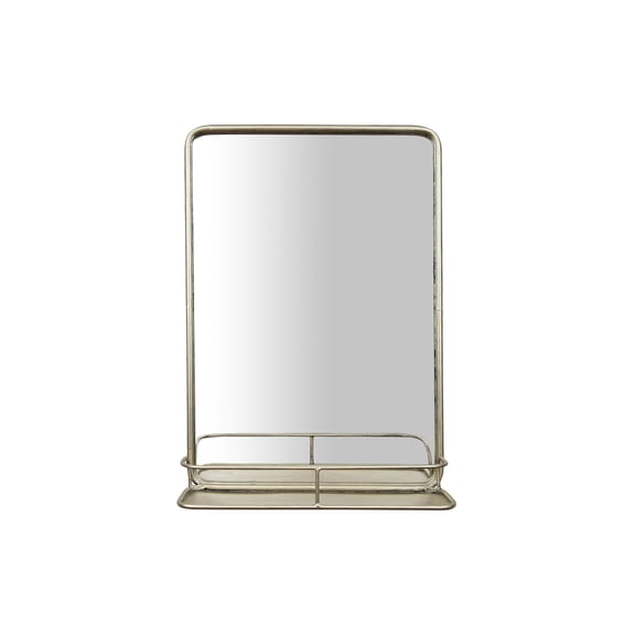 Creative Co-Op Metal Framed Wall Mirror with Shelf and Antique Nickel Finish
