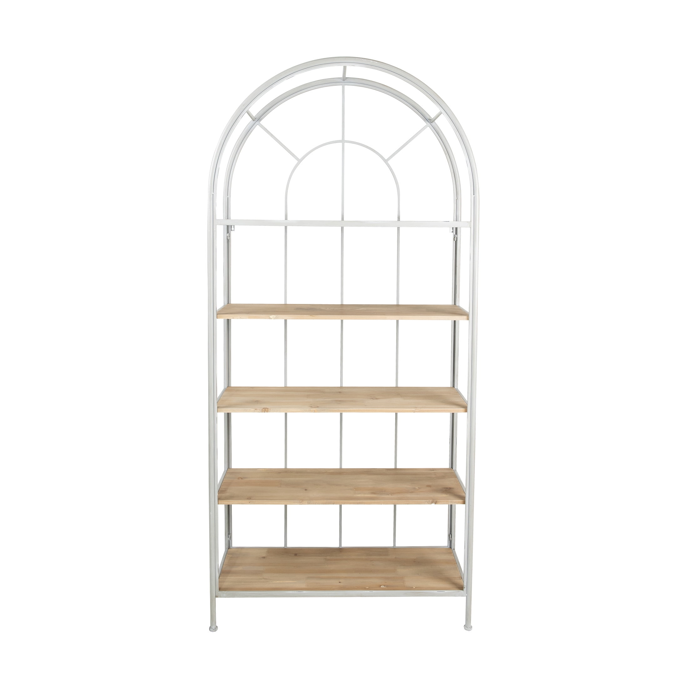 Creative Co-Op Metal Framed and Wood Bookshelf with 5 Shelves, Natural and White