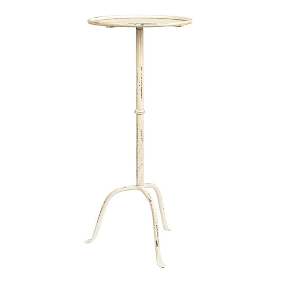 Creative Co-Op Metal Martini Cocktail Table, Antique White
