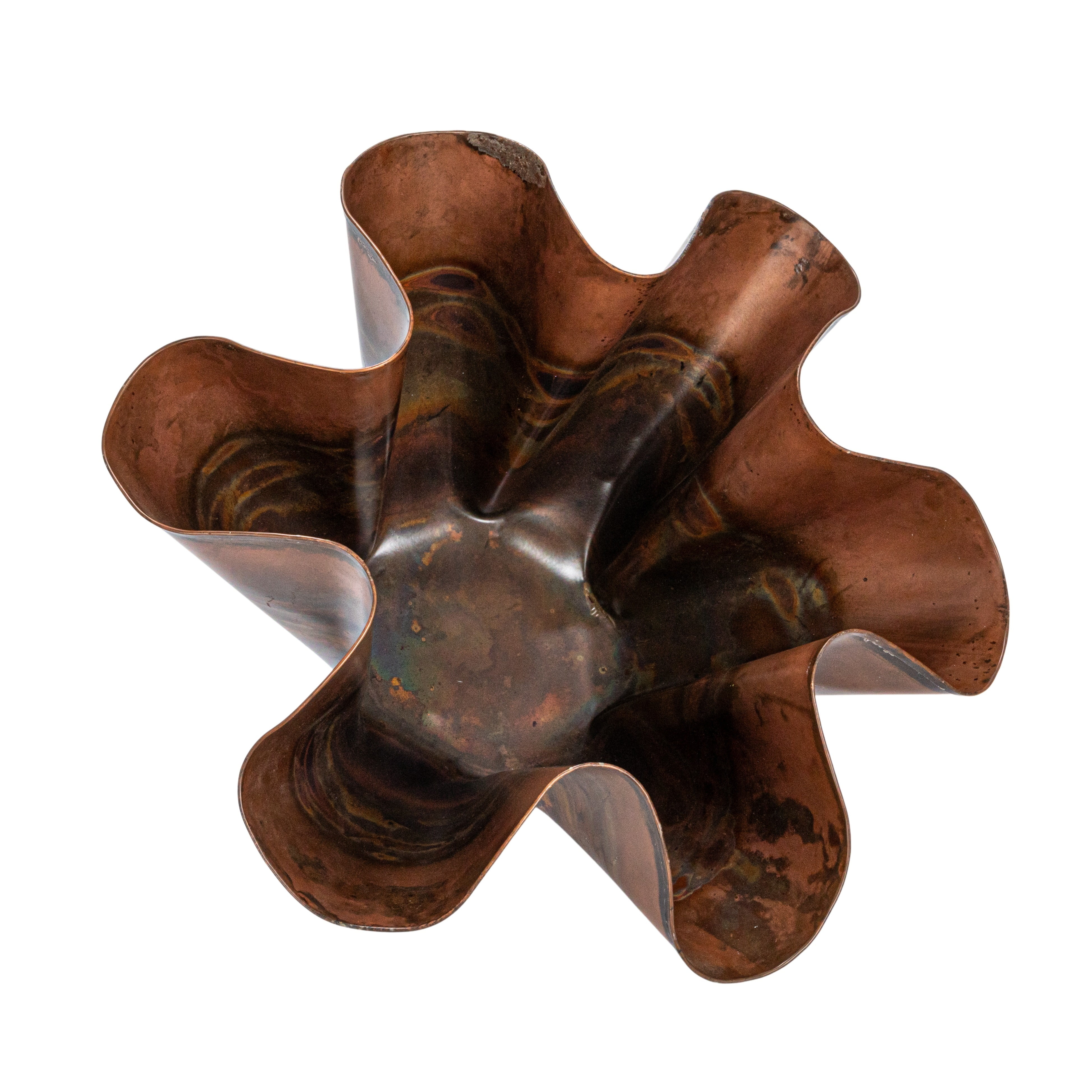Oxidized Copper Metal Organic Shaped Planter Bowl