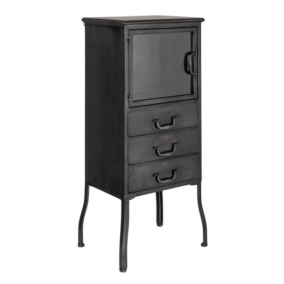 Creative Co-Op Metal Storage Cabinet with 3 Drawers, Antique Black