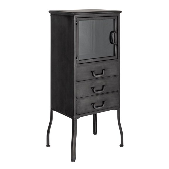Creative Co-Op Metal Storage Cabinet with 3 Drawers, Antique Black