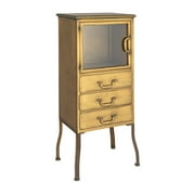 Creative Co-Op Metal Storage Cabinet with 3 Drawers, Antique Brass Finish
