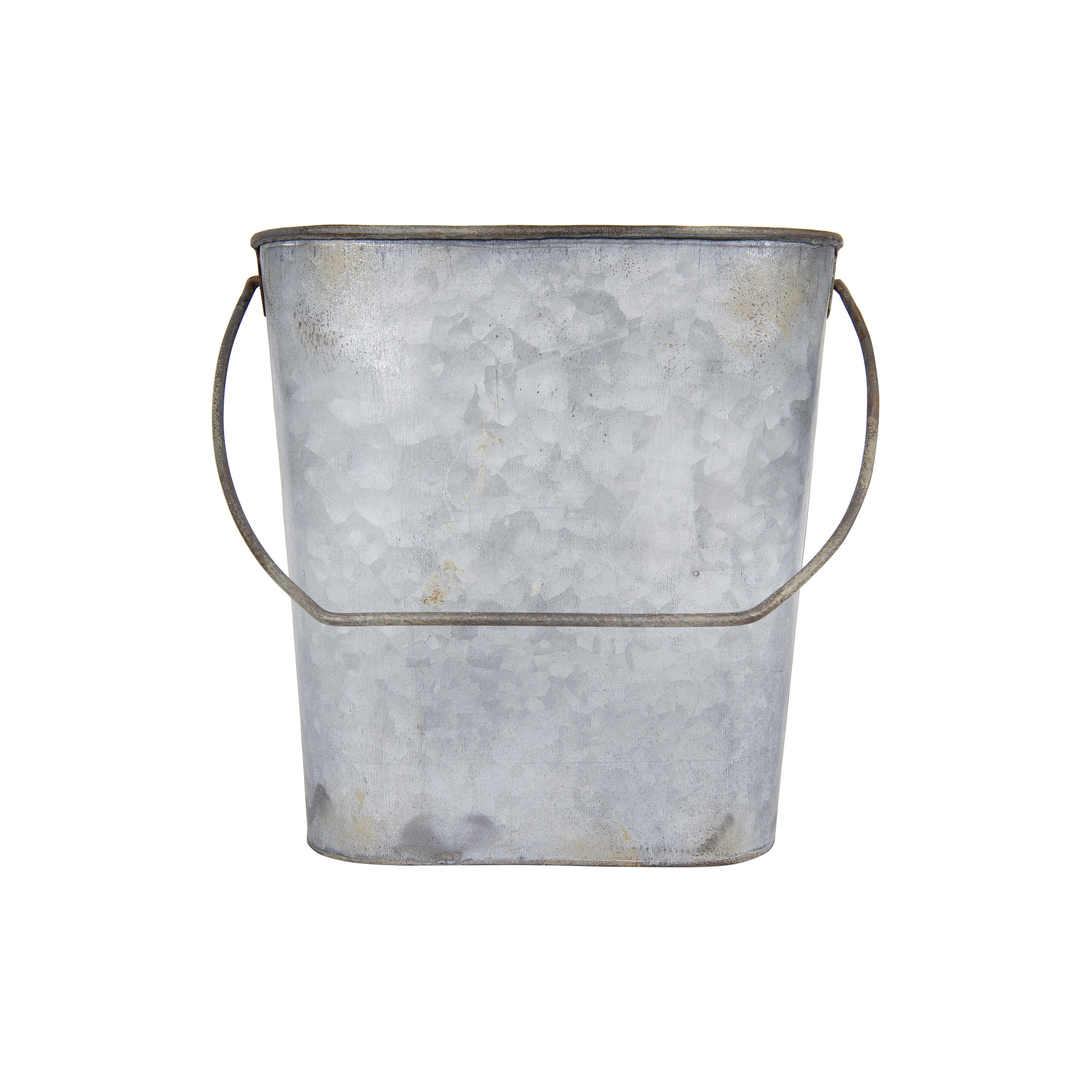 Creative Co-Op Metal Toilet Paper Holder Wall Rack and Bucket, Antique Zinc
