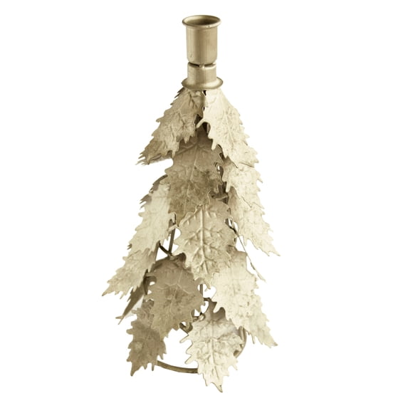 Creative Co-Op Metal Tree Shaped Taper Candleholder, Distressed Silver Finish