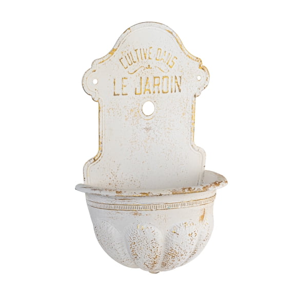 Creative Co-Op Metal Wall-Mounted Planter with Distressed Finish, White