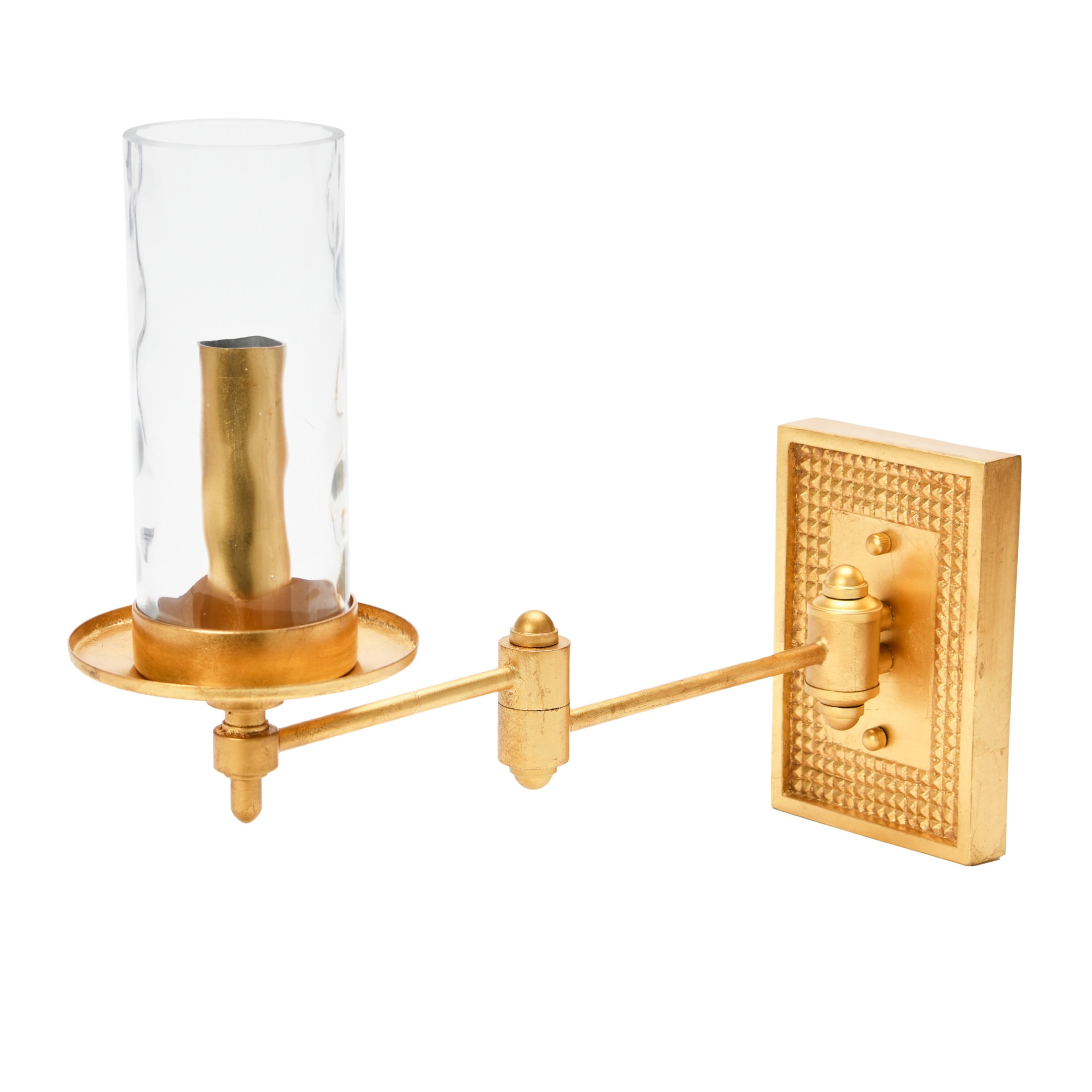 Vintage-Inspired Gold Metal & Glass 13'' Wall Sconce