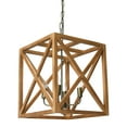 thumbnail image 1 of Creative Co-Op Metal and Wood Cage Chandelier, Brown, 1 of 8