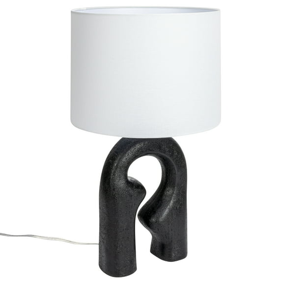 Creative Co-Op Modern Abstract Sculptural Table Lamp with Drum Shade, Black and White
