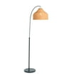 thumbnail image 1 of Creative Co-Op Modern Boho Floor Lamp with Marble Base and Rattan Shade, Black and Natural, 1 of 10