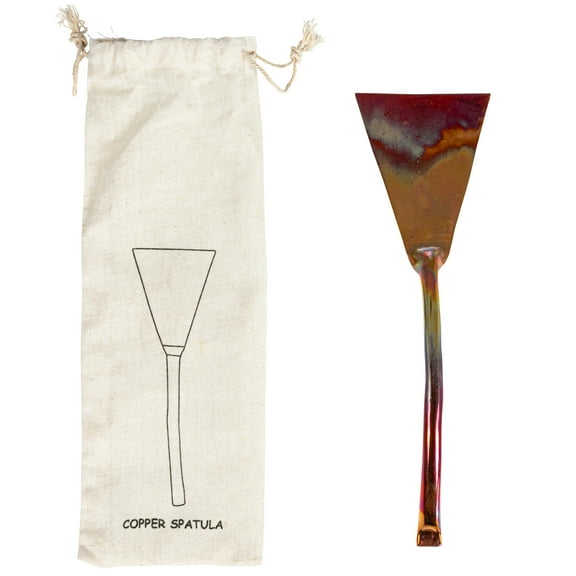 Creative Co-Op Modern Copper Cake Server in Drawstring Bag, Burnt Finish