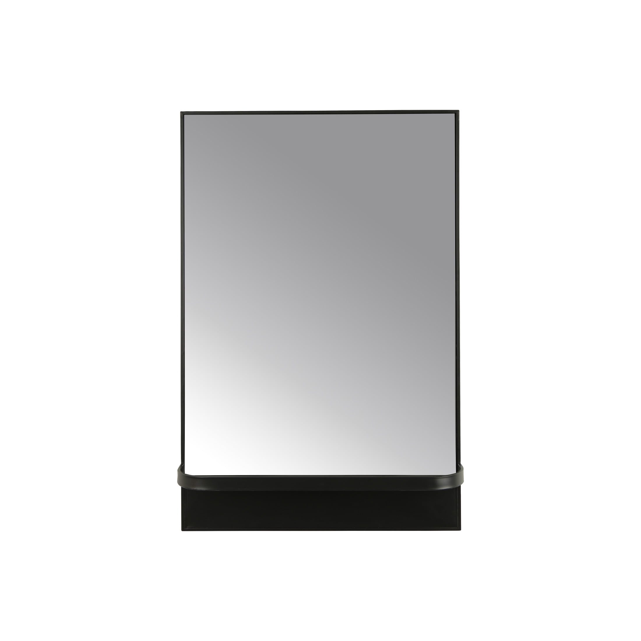 Creative Co-Op Modern Metal Framed Wall Mirror with Shelf, Matte Black ...