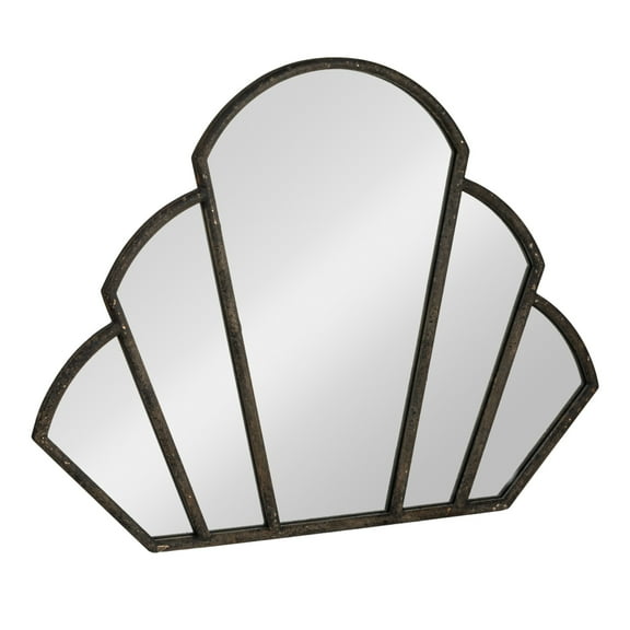 Creative Co-Op Modern Scallop Shaped Metal Wall Mirror, Distressed Black Finish