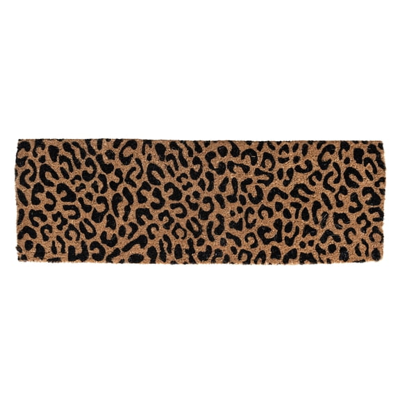 Creative Co-Op Natural Coir Double Doormat with Leopard Print, Natural