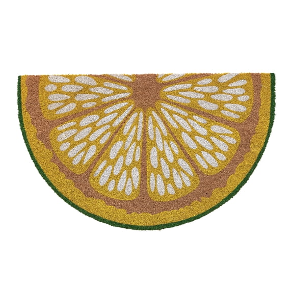 Creative Co-Op Natural Coir Lemon Slice Shaped Doormat, Multicolor