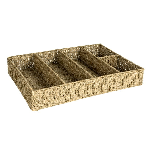 Creative Co-Op Natural Hand-Woven Seagrass Sectional Tray, Natural