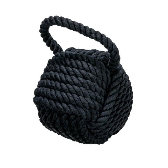 Creative Co-Op Nautical Rope Knot Decorative Cotton Door Stop, Black