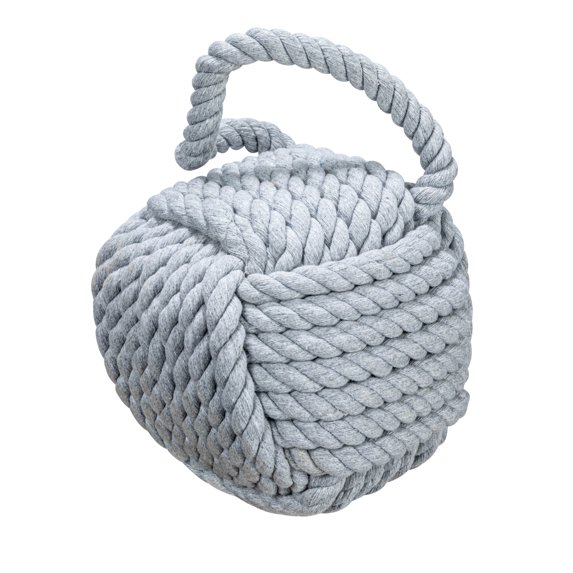 Creative Co-Op Nautical Rope Knot Decorative Cotton Door Stop, Grey