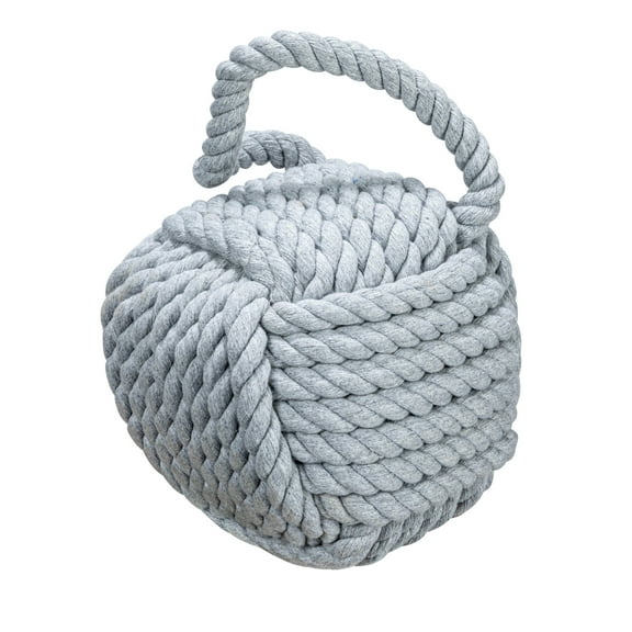 Creative Co-Op Nautical Rope Knot Decorative Cotton Door Stop, Grey