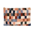 thumbnail image 1 of Creative Co-Op New Zealand Wool Tufted Checkered Lumbar Pillow with Cotton Back, Multicolor, 1 of 3