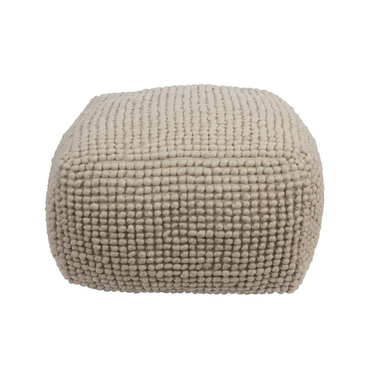 Natural New Zealand Wool and Cotton Pouf - Creative Co-Op