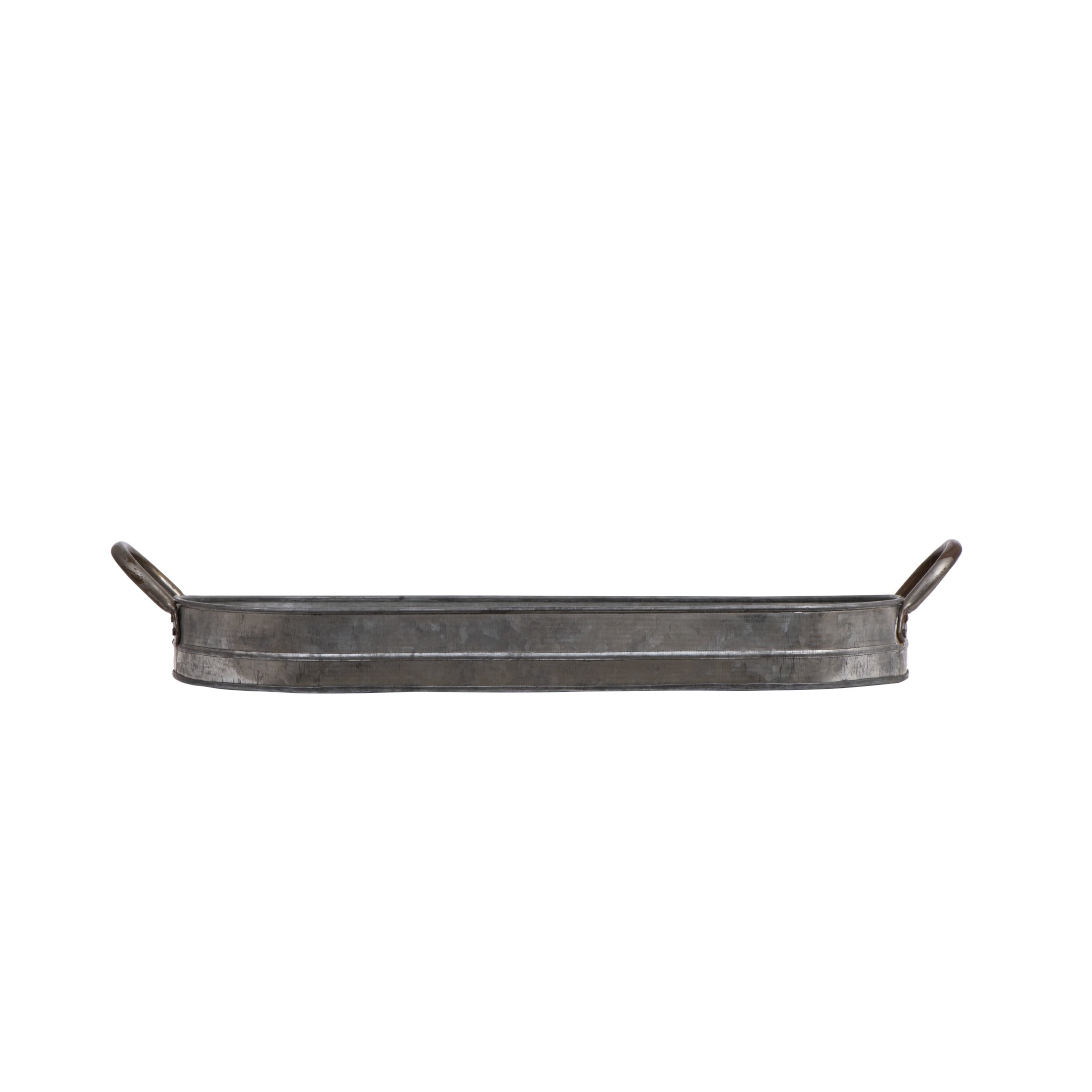 Oval Galvanized Iron Serving Tray with Handles