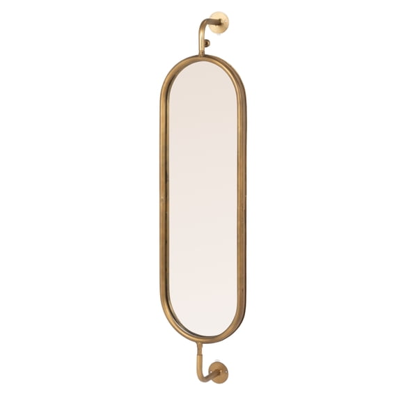 Creative Co-Op Oval Metal Framed Wall Mirror with Brackets, Gold