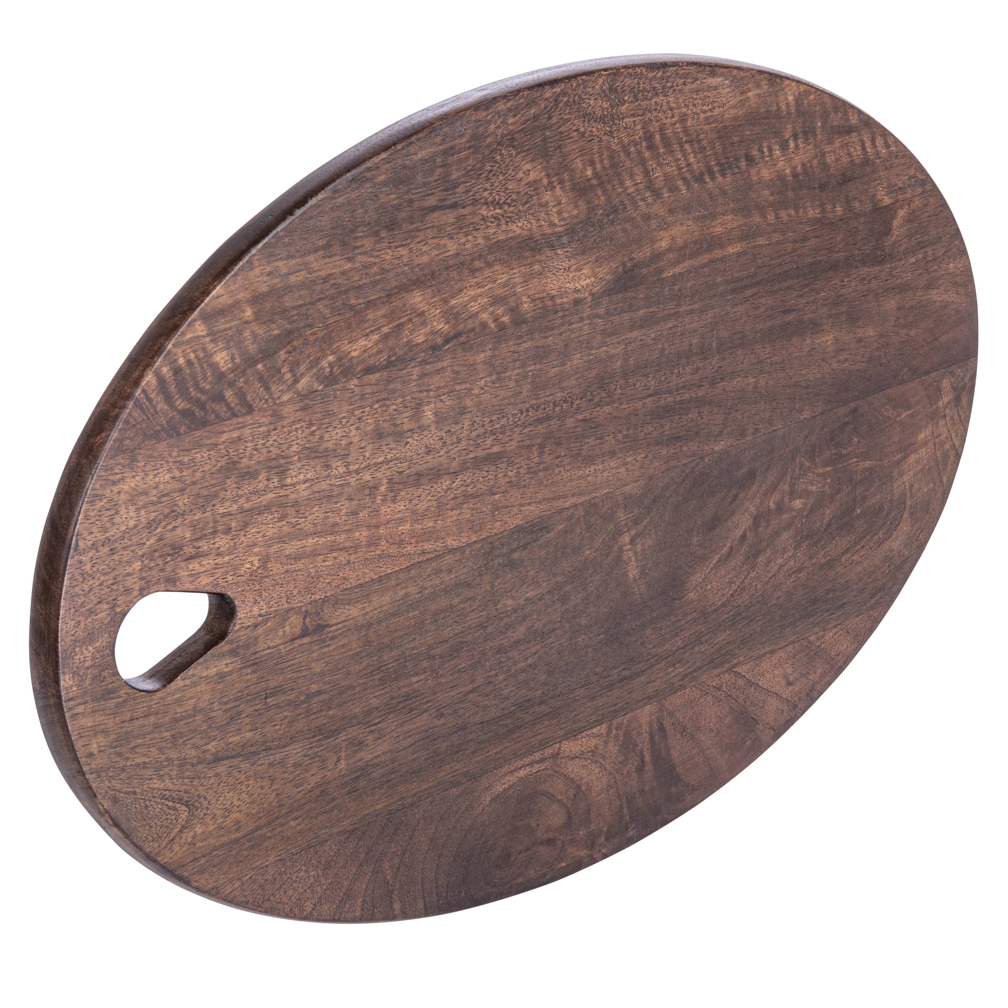 Oval Dark Brown Mango Wood Charcuterie Board with Handle