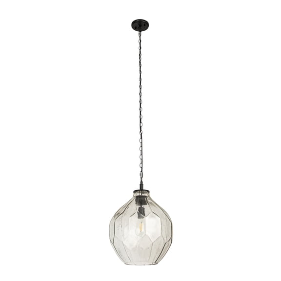 Creative Co-Op Oversized Geometric Glass Ceiling Light, Matte Black