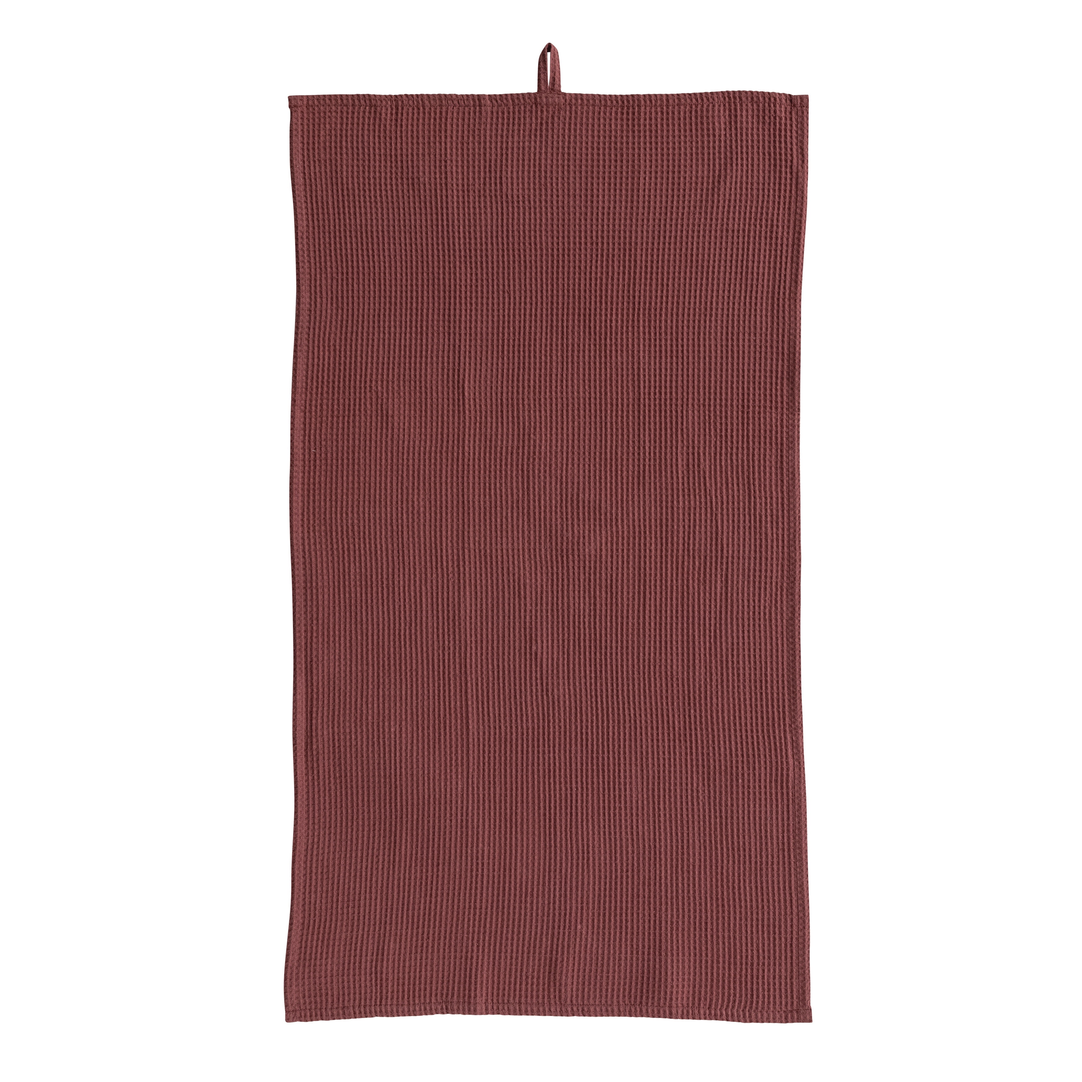 Creative Co-Op Oversized Woven Linen and Cotton Waffle Decorative Tea Towel with Loop for Dining and Kitchen, Berry Color