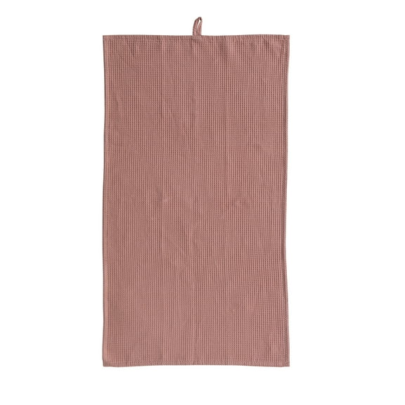 Creative Co-Op Oversized Woven Linen and Cotton Waffle Decorative Tea Towel with Loop for Dining and Kitchen, Putty Color