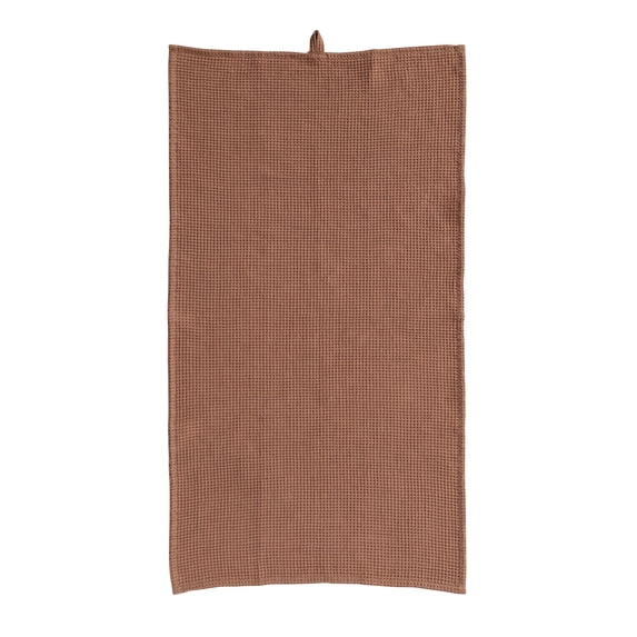 Creative Co-Op Oversized Woven Linen and Cotton Waffle Decorative Tea Towel with Loop for Dining and Kitchen, Terra-Cotta Color
