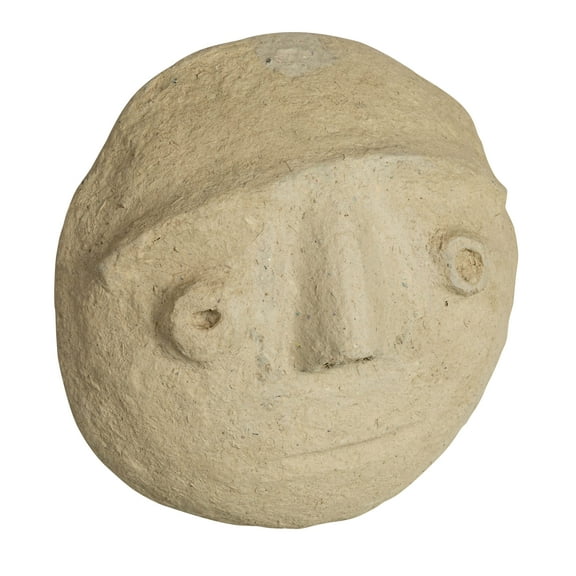 Creative Co-Op Paper Mache Moon with Face Wall Decor, Ivory