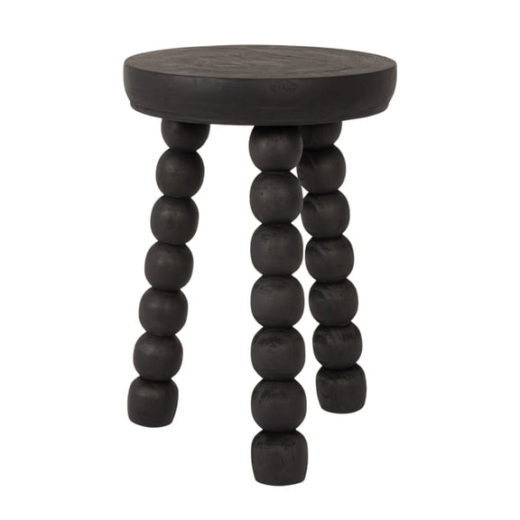 Creative Co-Op Paulownia Wood Bead Ball Tri-Pod Accent Table. Black