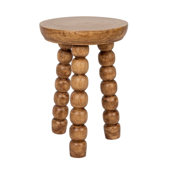 Creative Co-Op Paulownia Wood Bead Ball Tri-Pod Accent Table