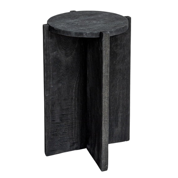 Creative Co-Op Paulownia Wood Round Accent Table, Black