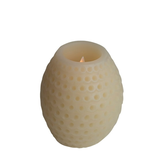 Creative Co-Op Pillar LED Candle with Embossed Faux Melted Wax, Ivory
