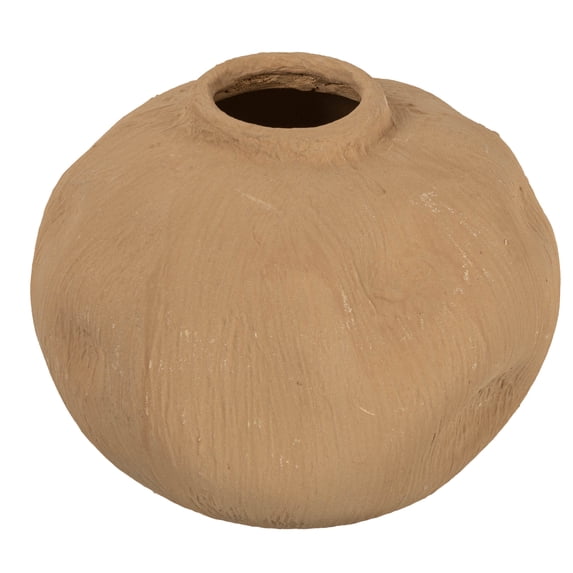Creative Co-Op Pinched Organic Shape Terracotta Vase, Textured Taupe