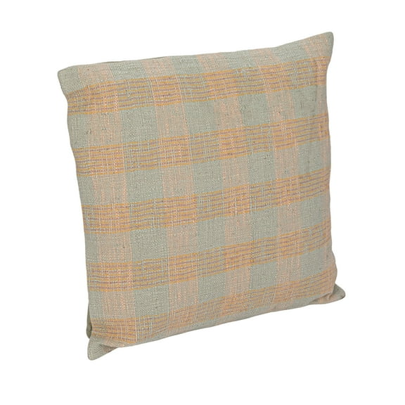 Creative Co-Op Plaid Hand-Woven Cotton Pillow, Mint, Pink and Tan