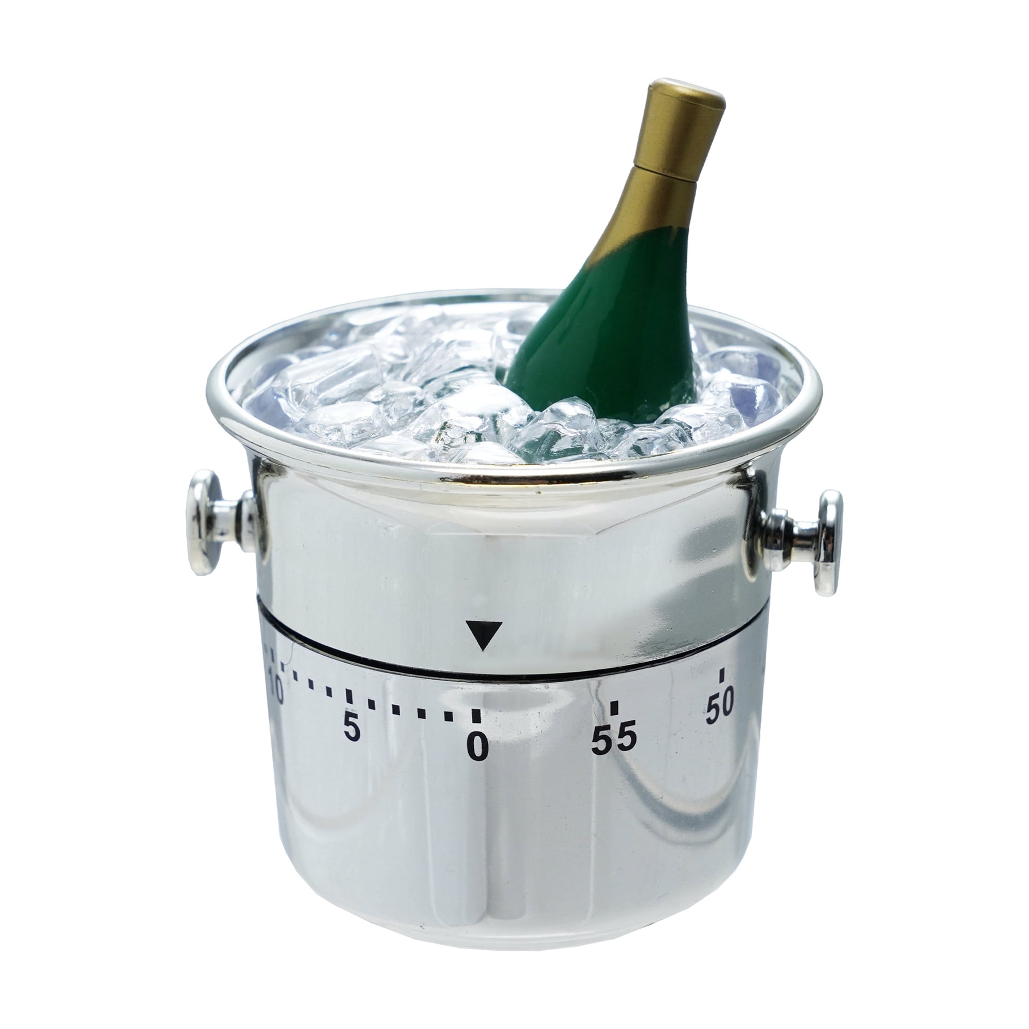 Creative Co-Op Plastic Champagne on Ice Shaped 1 Hour Twist Timer, Silver Color and Black