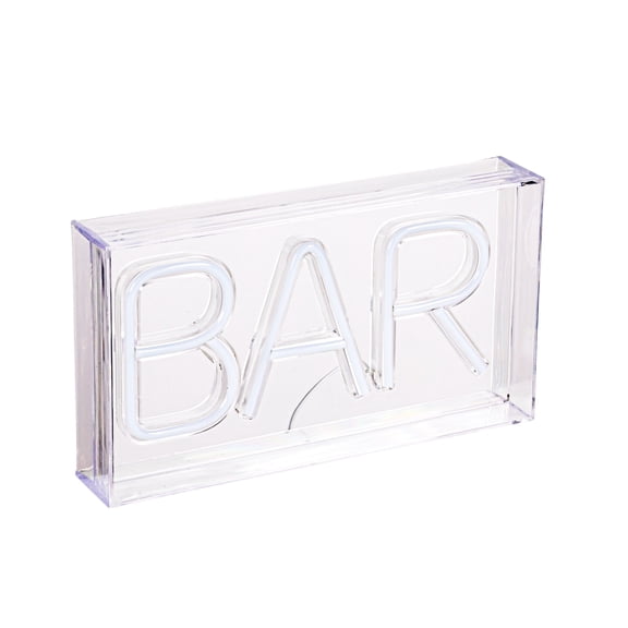 Creative Co-Op Plastic LED Neon Light with USB Cord "BAR", Red
