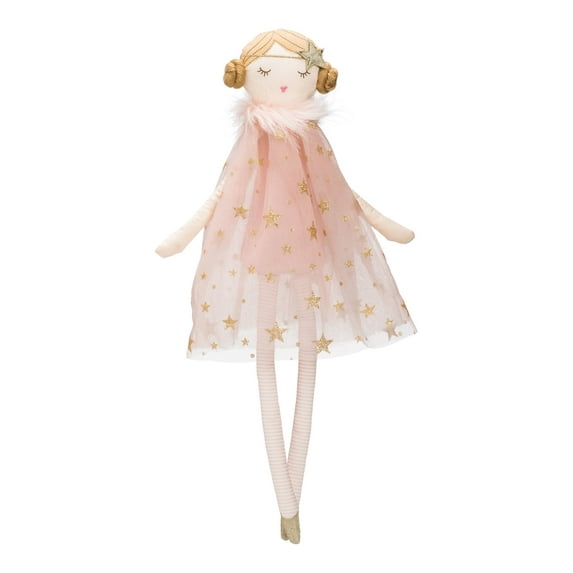Creative Co-Op Plush Ballerina Doll with Pink & Gold Star Dress