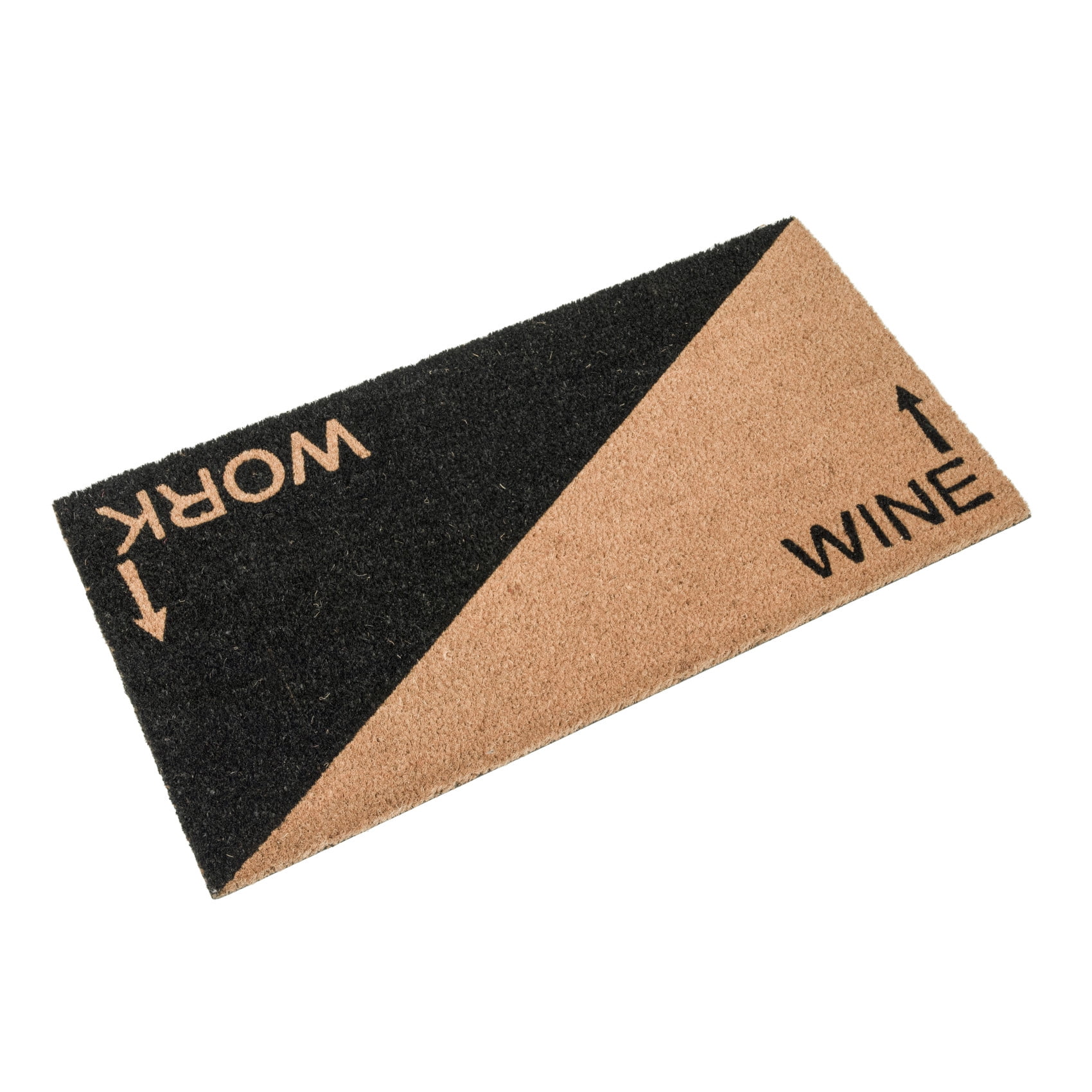 Natural and Black Coir Work and Wine Message Doormat