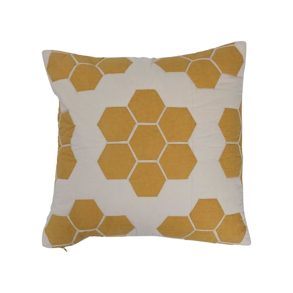 Creative Co-Op Quilted Cotton Pillow with Honeycomb Pattern