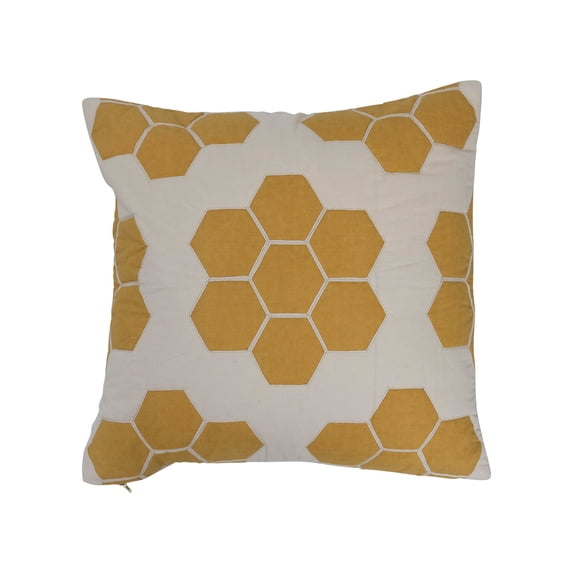 Creative Co-Op Quilted Cotton Pillow with Honeycomb Pattern