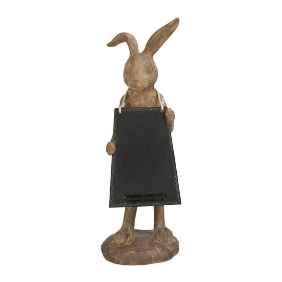 Creative Co-Op Rabbit Figurine Holding Working Chalkboard