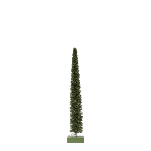 Creative Co-Op Rattan Tree with LED Lights and Wood Base, Green