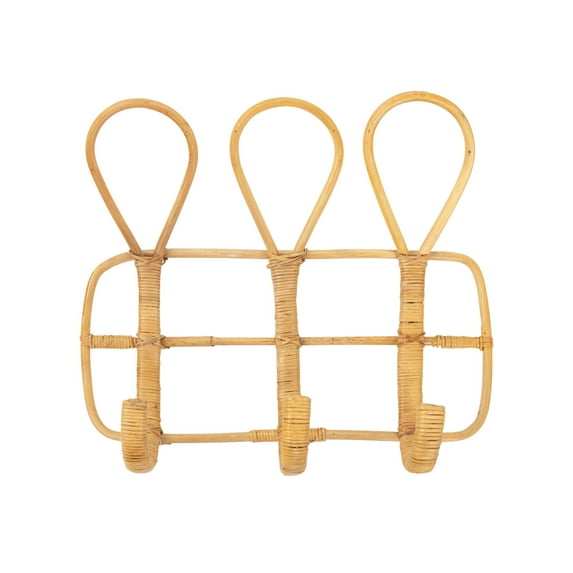 Creative Co-Op Rattan Wall Hook with 3 Hooks