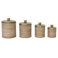 thumbnail image 1 of Creative Co-Op Rattan Wrapped Stainless Steel Canisters, Set of 4, Brass Finish, 1 of 5