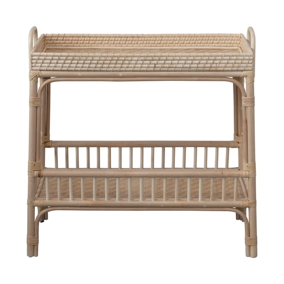 Creative Co-Op Rattan and Bamboo Console Table with Shelf, Natural